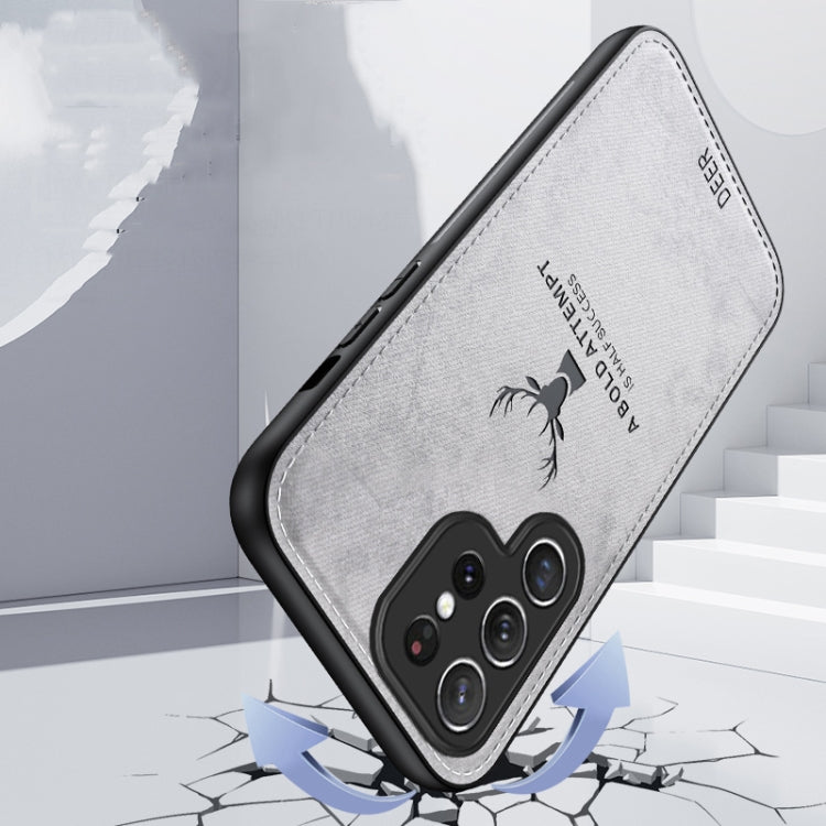 For Samsung Galaxy S25 Ultra 5G Deer Head Cloth Skin All-inclusive Phone Case(White) by buy2fix