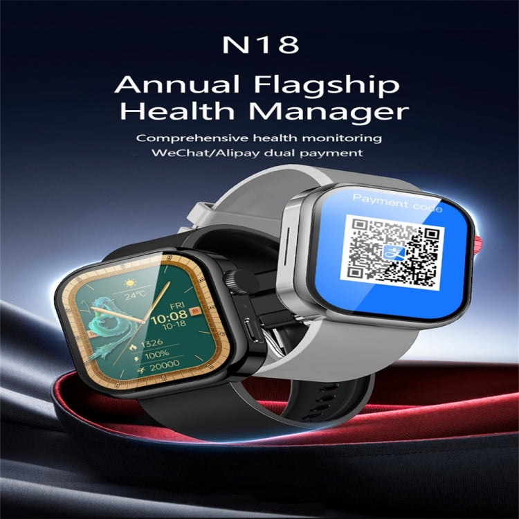 N18 2.01 inch Color Screen Smart Watch,Support Bluetooth Call / Health Monitoring(Silver) by buy2fix