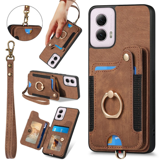 For Motorola G Power 5G 2024 Retro Skin-feel Ring Multi-card RFID Wallet Phone Case(Brown) by buy2fix