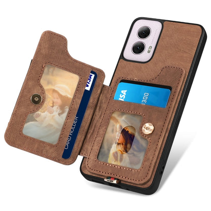 For Motorola G Power 5G 2024 Retro Skin-feel Ring Multi-card RFID Wallet Phone Case(Brown) by buy2fix