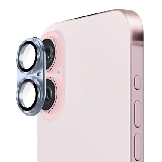 For iPhone 16 / 16 Plus ENKAY Aluminium Alloy Tempered Glass Lens Cover Film(Sierra Blue)