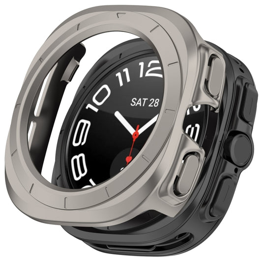 For Samsung Galaxy Watch Ultra 47mm / Ultra 2025 Half Coverage Hollowed PC Watch Protective Cover(Titanium Color) - Watch Cases by buy2fix | Online Shopping UK | buy2fix