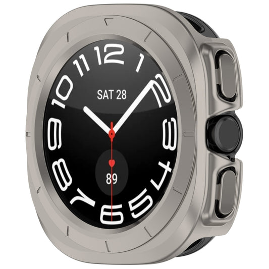 For Samsung Galaxy Watch Ultra 47mm / Ultra 2025 Half Coverage Hollowed PC Watch Protective Cover(Titanium Color) - Watch Cases by buy2fix | Online Shopping UK | buy2fix