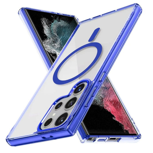 For Samsung Galaxy S22 Ultra 5G Ice Color Magnetic Series TPU Hybrid Acrylic Magsafe Phone Case(Gemstone Blue) by buy2fix