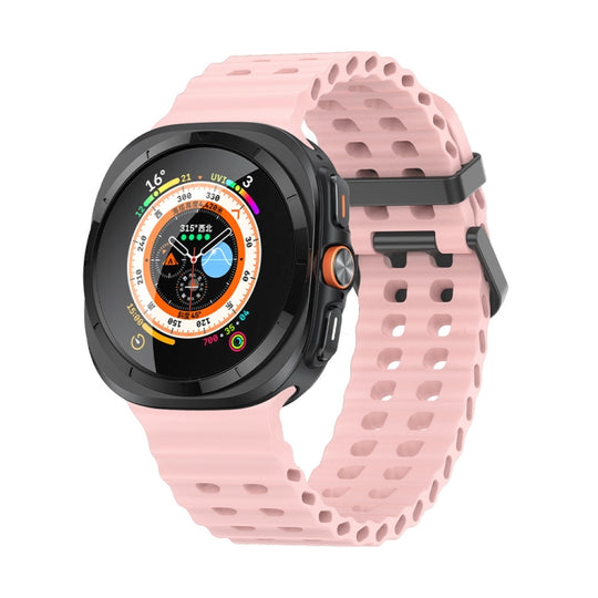 For Galaxy Watch Ultra2 2026 / 2025 / 1 2024 Ocean Dual Row Hole Silicone Watch Band(Pink)