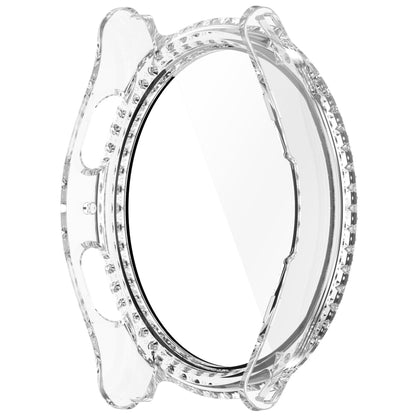 For Samsung Galaxy Watch 7 40mm Single Row Diamond PC + Tempered Film Integrated Watch Protective Case(Transparent White) - Watch Cases by buy2fix | Online Shopping UK | buy2fix