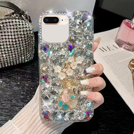 For iPhone 7 Plus / 8 Plus Plum Blossom Handmade Diamond Inlay PC Phone Case(White) - More iPhone Cases by buy2fix | Online Shopping UK | buy2fix
