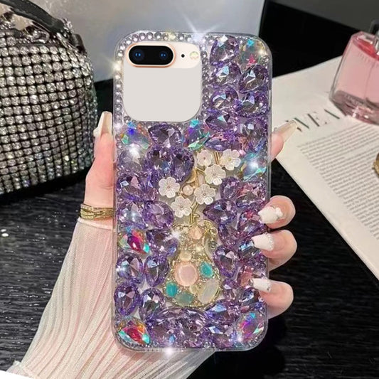 For iPhone 7 Plus / 8 Plus Plum Blossom Handmade Diamond Inlay PC Phone Case(Purple) - More iPhone Cases by buy2fix | Online Shopping UK | buy2fix