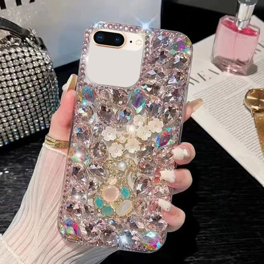 For iPhone 7 Plus / 8 Plus Plum Blossom Handmade Diamond Inlay PC Phone Case(Pink) - More iPhone Cases by buy2fix | Online Shopping UK | buy2fix