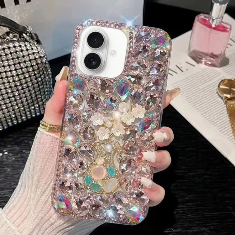 For iPhone 16 Plus Plum Blossom Handmade Diamond Inlay PC Phone Case(Pink) - iPhone 16 Plus Cases by buy2fix | Online Shopping UK | buy2fix