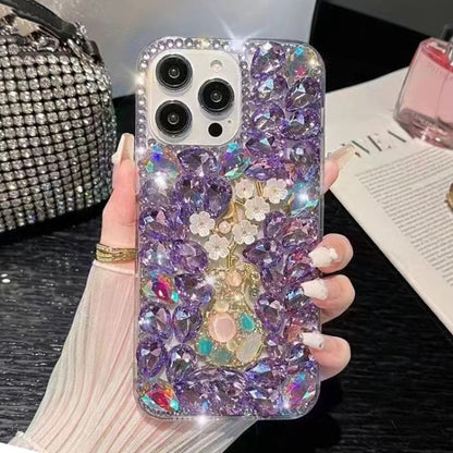 For iPhone 16 Pro Plum Blossom Handmade Diamond Inlay PC Phone Case(Purple) - iPhone 16 Pro Cases by buy2fix | Online Shopping UK | buy2fix
