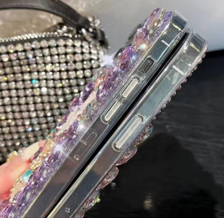 For iPhone 16 Pro Plum Blossom Handmade Diamond Inlay PC Phone Case(Purple) - iPhone 16 Pro Cases by buy2fix | Online Shopping UK | buy2fix