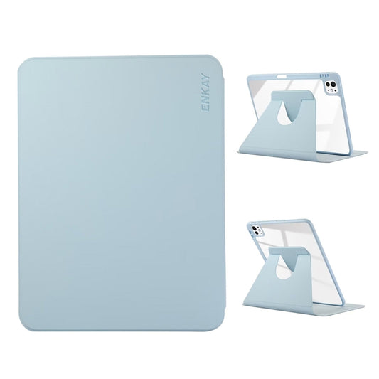 For iPad Pro 11 2024 ENKAY 360 Rotation PMMA Leather Smart Tablet Case with Pen Slot(Blue) - iPad Pro 11 2024 Cases by ENKAY | Online Shopping UK | buy2fix