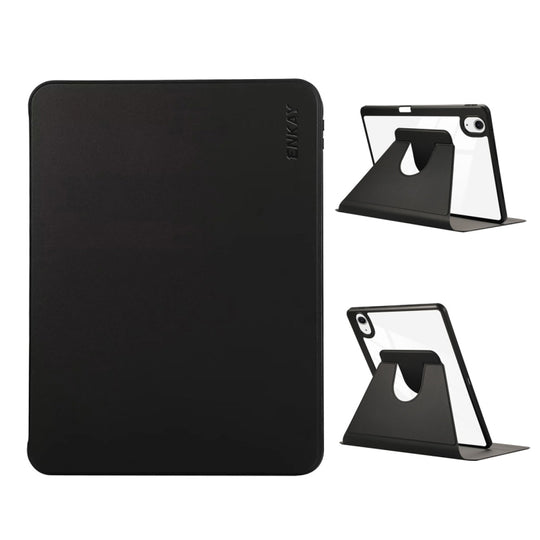 For iPad Air 11 2026 / 2025 / 2024 ENKAY 360 Rotation PMMA Leather Smart Tablet Case with Pen Slot(Black)