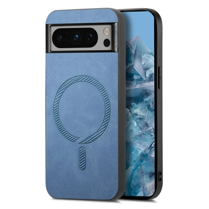 For Google Pixel 9 Pro XL Retro Magsafe Magnetic PU Back Cover Phone Case(Blue) by buy2fix