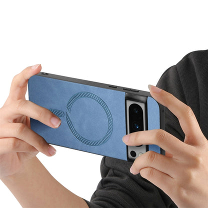 For Google Pixel 9 Pro XL Retro Magsafe Magnetic PU Back Cover Phone Case(Blue) by buy2fix