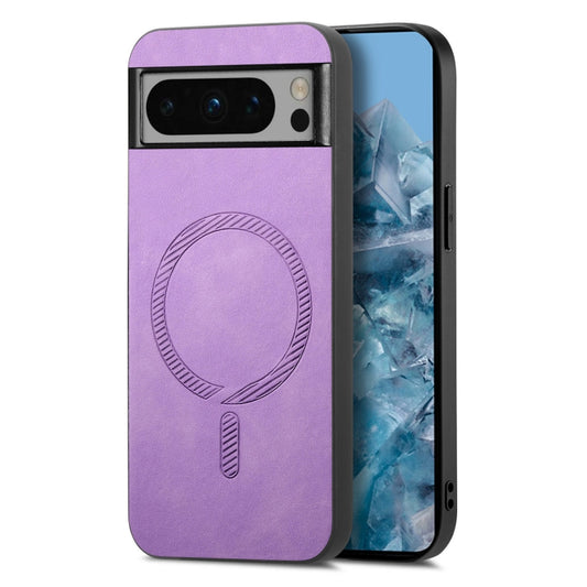 For Google Pixel 9 Pro XL Retro Magsafe Magnetic PU Back Cover Phone Case(Purple) by buy2fix