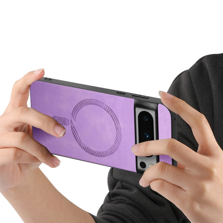 For Google Pixel 9 Pro XL Retro Magsafe Magnetic PU Back Cover Phone Case(Purple) by buy2fix