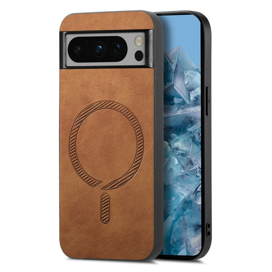 For Google Pixel 9 Pro XL Retro Magsafe Magnetic PU Back Cover Phone Case(Brown) by buy2fix