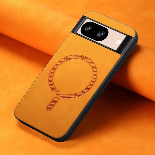 For Google Pixel 9 / 9 Pro Retro Magsafe Magnetic PU Back Cover Phone Case(Yellow) by buy2fix