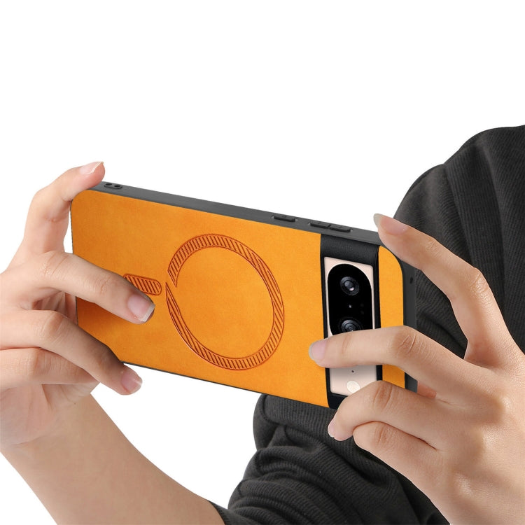 For Google Pixel 9 / 9 Pro Retro Magsafe Magnetic PU Back Cover Phone Case(Yellow) by buy2fix