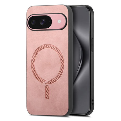 For Google Pixel 10 Retro Magsafe Magnetic PU Back Cover Phone Case(Pink) - Google Cases by buy2fix | Online Shopping UK | buy2fix
