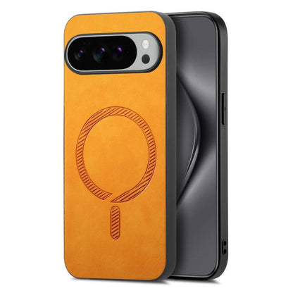 For Google Pixel 10 Pro XL Retro Magsafe Magnetic PU Back Cover Phone Case(Yellow) - Google Cases by buy2fix | Online Shopping UK | buy2fix