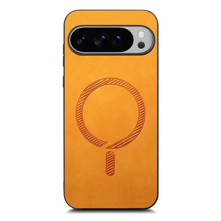 For Google Pixel 10 Pro XL Retro Magsafe Magnetic PU Back Cover Phone Case(Yellow) - Google Cases by buy2fix | Online Shopping UK | buy2fix