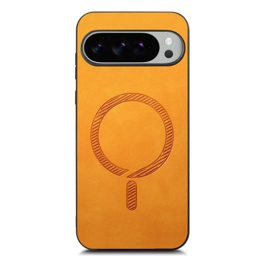 For Google Pixel 10 Pro XL Retro Magsafe Magnetic PU Back Cover Phone Case(Yellow) - Google Cases by buy2fix | Online Shopping UK | buy2fix