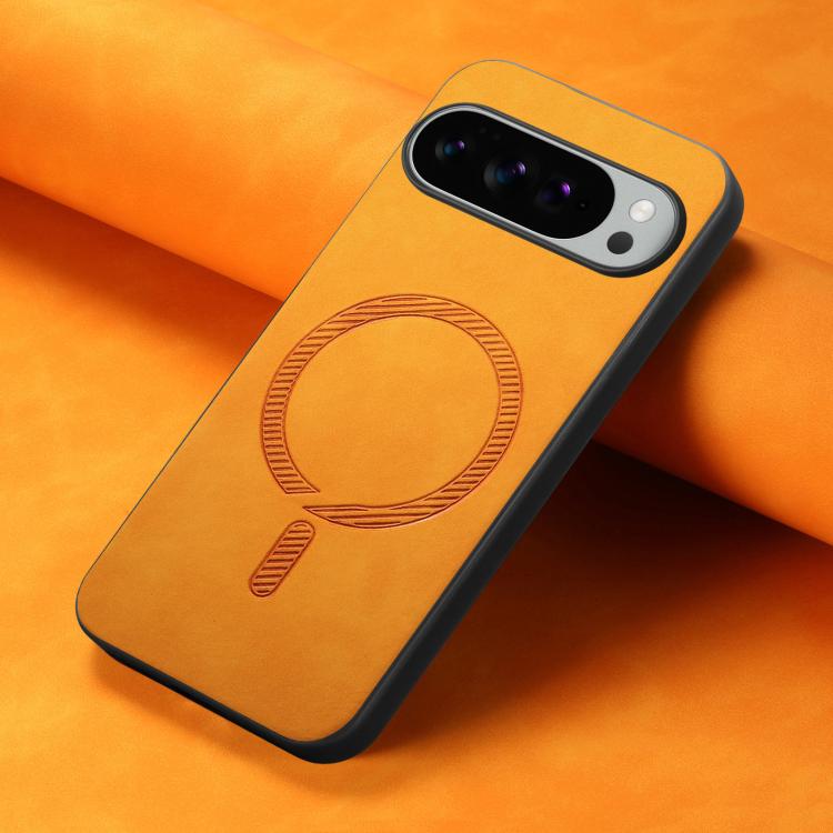 For Google Pixel 10 Pro XL Retro Magsafe Magnetic PU Back Cover Phone Case(Yellow) - Google Cases by buy2fix | Online Shopping UK | buy2fix