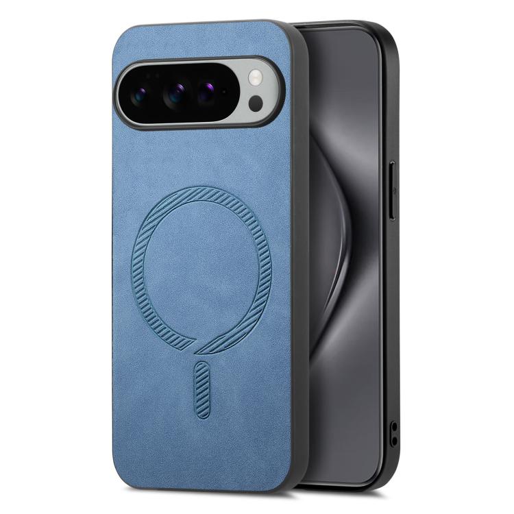 For Google Pixel 10 Pro XL Retro Magsafe Magnetic PU Back Cover Phone Case(Blue) - Google Cases by buy2fix | Online Shopping UK | buy2fix