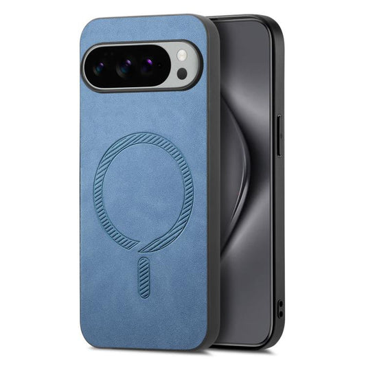 For Google Pixel 10 Pro XL Retro Magsafe Magnetic PU Back Cover Phone Case(Blue) - Google Cases by buy2fix | Online Shopping UK | buy2fix