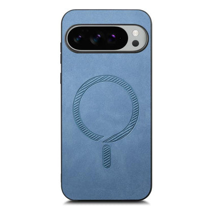 For Google Pixel 10 Pro XL Retro Magsafe Magnetic PU Back Cover Phone Case(Blue) - Google Cases by buy2fix | Online Shopping UK | buy2fix