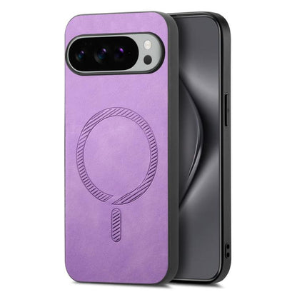 For Google Pixel 10 Pro XL Retro Magsafe Magnetic PU Back Cover Phone Case(Purple) - Google Cases by buy2fix | Online Shopping UK | buy2fix