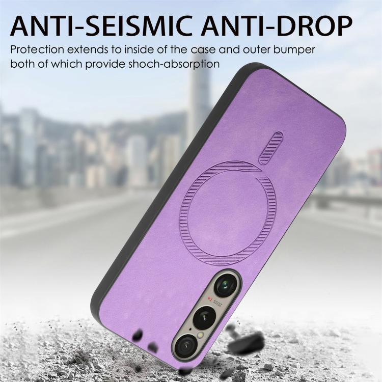 For Sony Xperia 5 V Retro Magsafe Magnetic PU Back Cover Phone Case(Yellow) by buy2fix