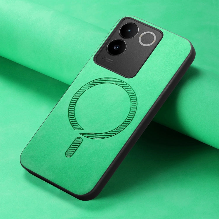 For vivo X100 Pro 5G Retro Magsafe Magnetic PU Back Cover Phone Case(Green) - vivo Cases by buy2fix | Online Shopping UK | buy2fix