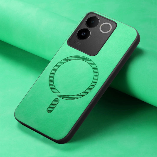 For vivo X100 Pro 5G Retro Magsafe Magnetic PU Back Cover Phone Case(Green) - vivo Cases by buy2fix | Online Shopping UK | buy2fix