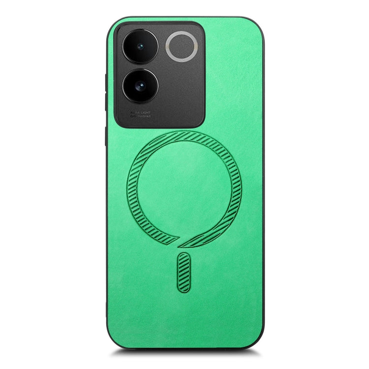 For vivo X100 Pro 5G Retro Magsafe Magnetic PU Back Cover Phone Case(Green) - vivo Cases by buy2fix | Online Shopping UK | buy2fix