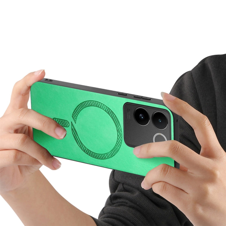 For vivo X100 Pro 5G Retro Magsafe Magnetic PU Back Cover Phone Case(Green) - vivo Cases by buy2fix | Online Shopping UK | buy2fix