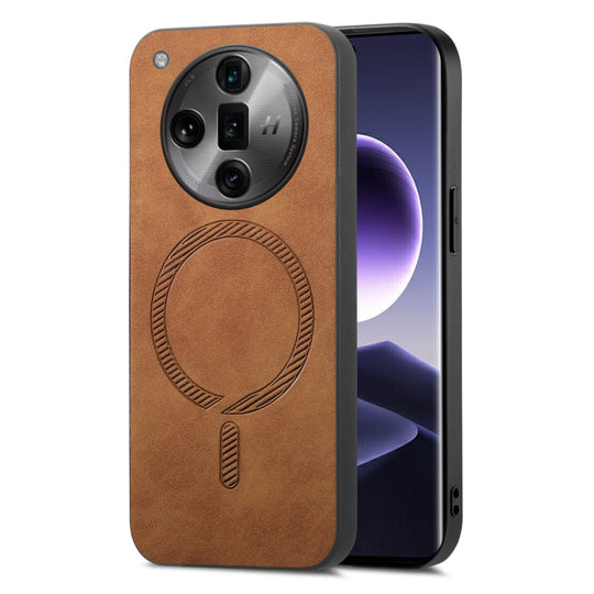 For OPPO Find X7 Ultra 5G Retro Magsafe Magnetic PU Back Cover Phone Case(Brown)