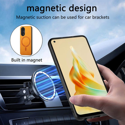 For OPPO Reno11 F Retro Magsafe Magnetic PU Back Cover Phone Case(Pink) - OPPO Cases by buy2fix | Online Shopping UK | buy2fix