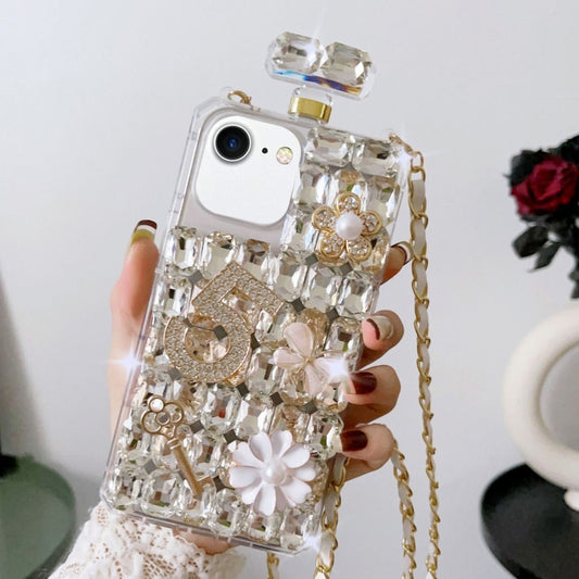 For iPhone SE 2022 /  7 / 8  Crossbody Perfume Bottle Handmade Inlaid Diamond PC Phone Case(White) - iPhone SE 2022 / 2020 / 8 / 7 Cases by buy2fix | Online Shopping UK | buy2fix