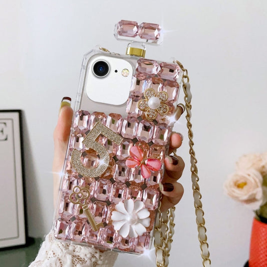 For iPhone SE 2022 /  7 / 8  Crossbody Perfume Bottle Handmade Inlaid Diamond PC Phone Case(Pink) - iPhone SE 2022 / 2020 / 8 / 7 Cases by buy2fix | Online Shopping UK | buy2fix