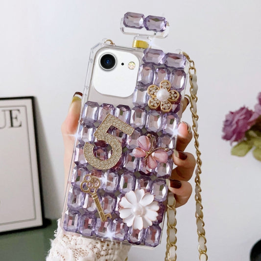 For iPhone SE 2022 /  7 / 8  Crossbody Perfume Bottle Handmade Inlaid Diamond PC Phone Case(Purple) - iPhone SE 2022 / 2020 / 8 / 7 Cases by buy2fix | Online Shopping UK | buy2fix