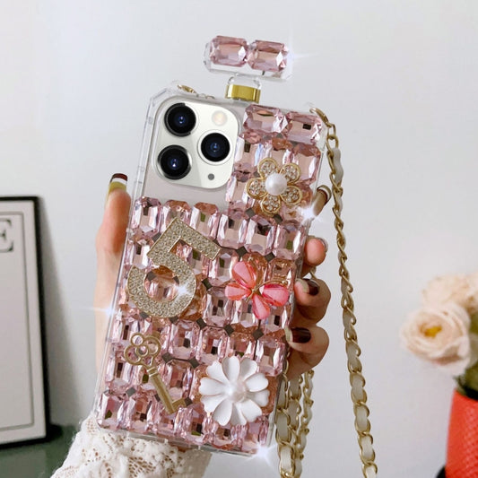 For iPhone 11 Pro Crossbody Perfume Bottle Handmade Inlaid Diamond PC Phone Case(Pink) - iPhone 11 Pro Cases by buy2fix | Online Shopping UK | buy2fix