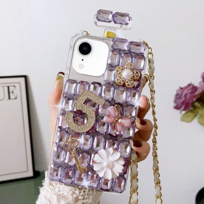 For iPhone XR Crossbody Perfume Bottle Handmade Inlaid Diamond PC Phone Case(Purple) - More iPhone Cases by buy2fix | Online Shopping UK | buy2fix