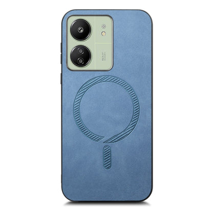 For Xiaomi Redmi 13C Solid Color Retro Magsafe PU Back Cover Phone Case(Blue) by buy2fix
