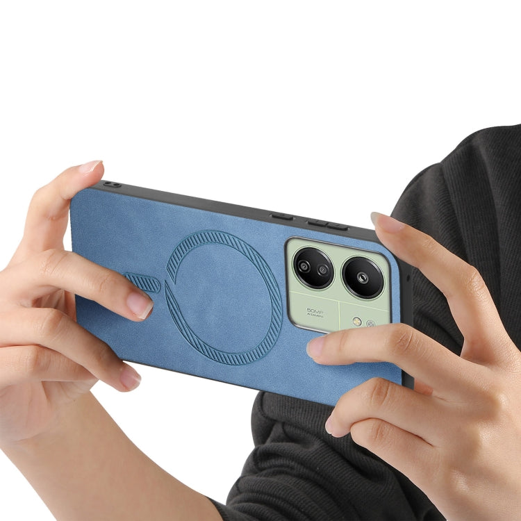 For Xiaomi Redmi 13C Solid Color Retro Magsafe PU Back Cover Phone Case(Blue) by buy2fix