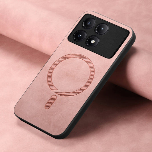 For Xiaomi Redmi K70 / K70 Pro 5G Solid Color Retro Magsafe PU Back Cover Phone Case(Pink) - Xiaomi Cases by buy2fix | Online Shopping UK | buy2fix