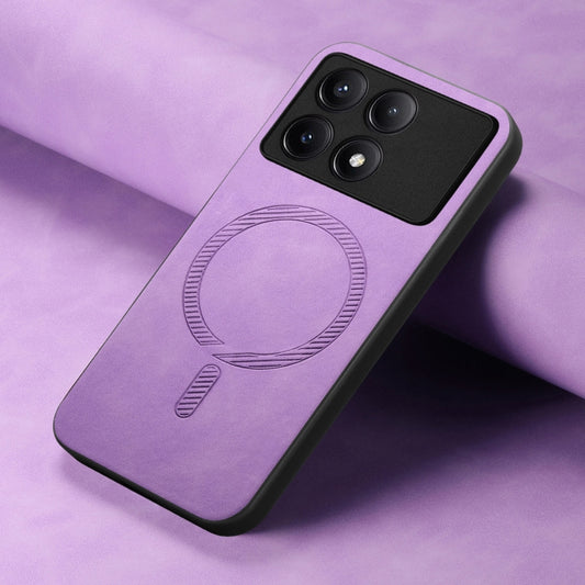 For Xiaomi Redmi K70 / K70 Pro 5G Solid Color Retro Magsafe PU Back Cover Phone Case(Purple) - Xiaomi Cases by buy2fix | Online Shopping UK | buy2fix